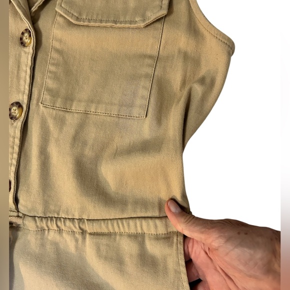 Wild Fable Tan Sleeveless Jumpsuit Utility Cuffed Drawstring Waist Pockets Size - Picture 6 of 12